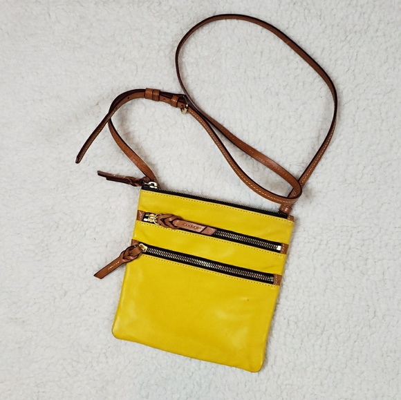 Dooney & Bourke Handbags - Dooney & Bourke Yellow Triple Zip Crossbody Bag